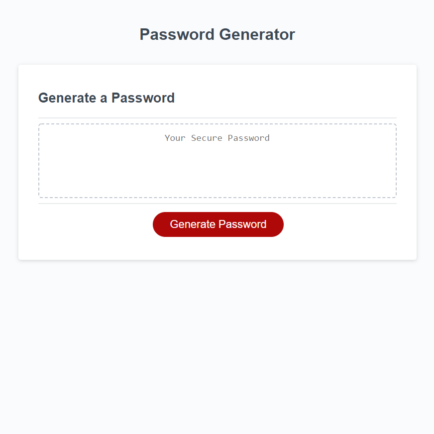 A screenshot of my Password Generator application